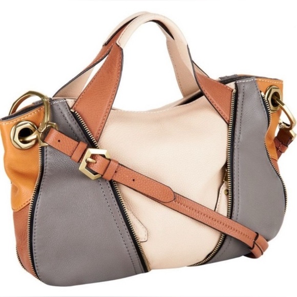 Oryany Pebble Leather Lian Satchel Color Block - Picture 1 of 8